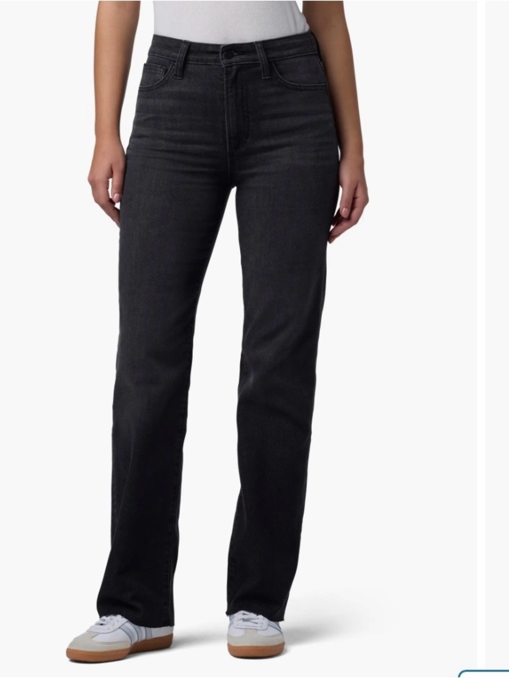 Joe's Jeans Joy Ride WideLeg Full Length Raw Hem Faded Black